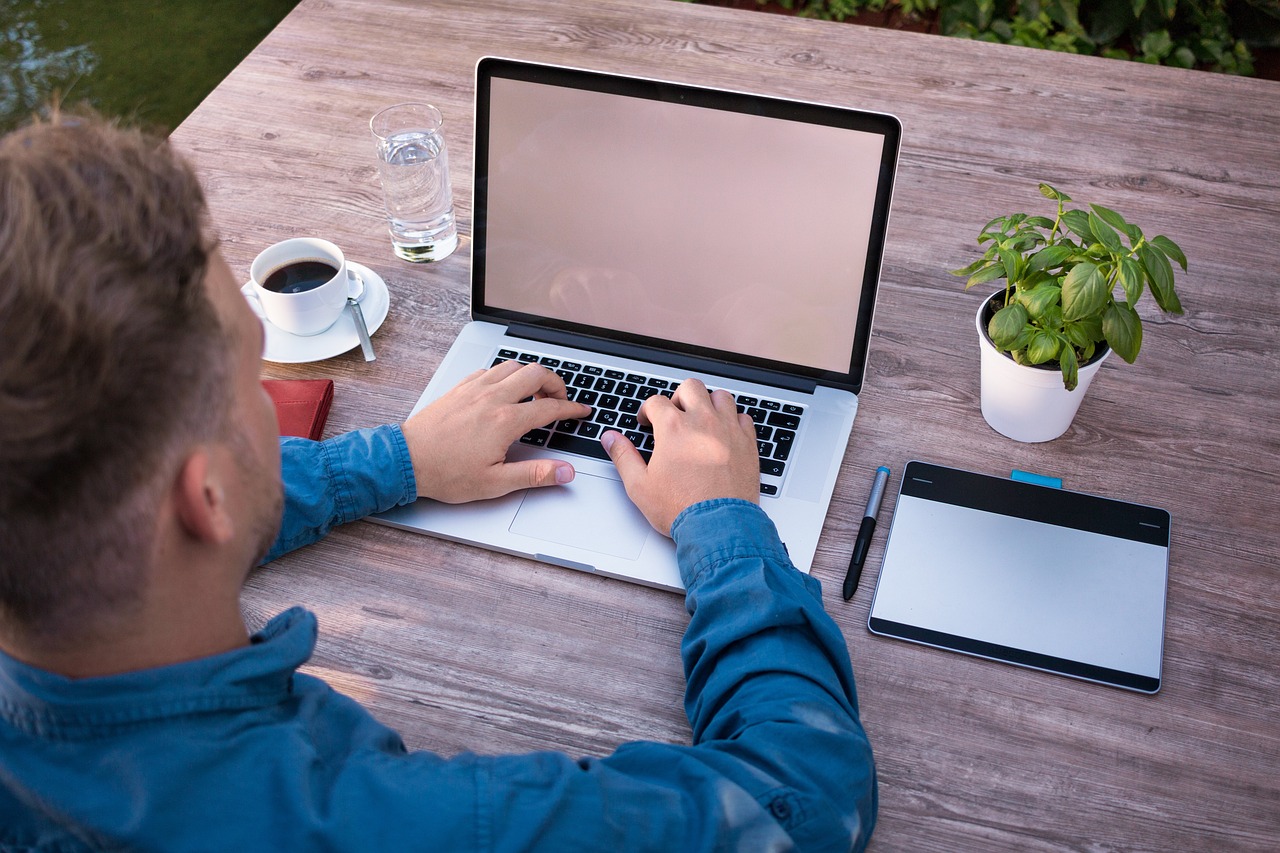 business man, laptop, work, outdoors, home office, wooden table, mockup, screen, white, bright, windows wallpaper, empty, computer, hd wallpaper, businessman, 4k wallpaper, desktop backgrounds, macbook, restaurant, garden, park, green, pond, plants, tree, shrub, website, designer, graphics tablet, wacom, creative, designers, artist, web designer, mac wallpaper, programmer, photographer, shirt, casual, free wallpaper, free background, blue, business, 4k wallpaper 1920x1080, professional, clean, plain, nature, relaxed, productive, focused, full hd wallpaper, healthy, lifestyle, beautiful wallpaper, leisure time, in the nature, on the way to work, laptop wallpaper, background, young, a middle-aged woman, successful, wallpaper 4k, writes, wallpaper hd, author, entrepreneur, employees, boss, manager, manpower, cool backgrounds, man